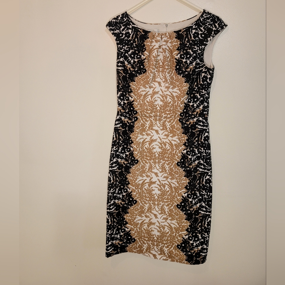 Professional, Fitted, Floral-Patterned Dress, Size 6